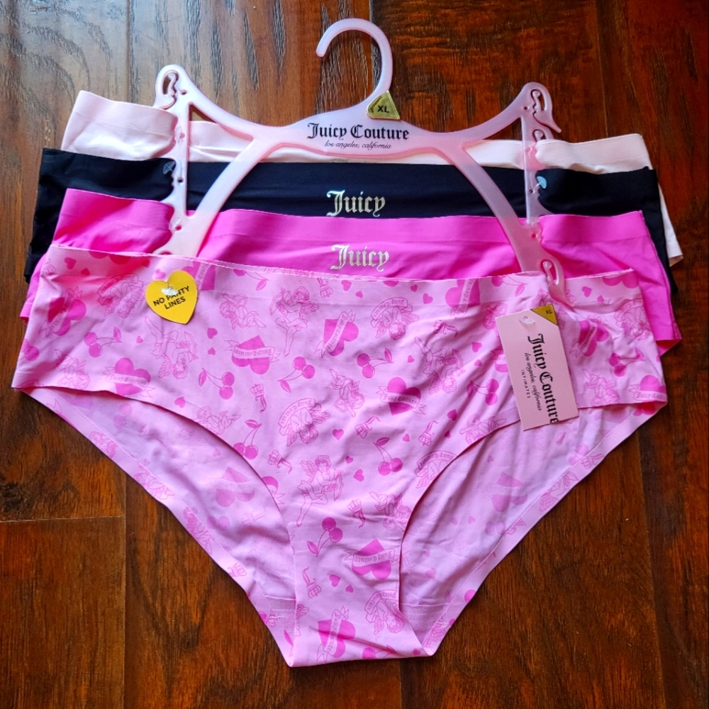 (2/$20) Juicy Couture Pink and Black Panty Set Of 4